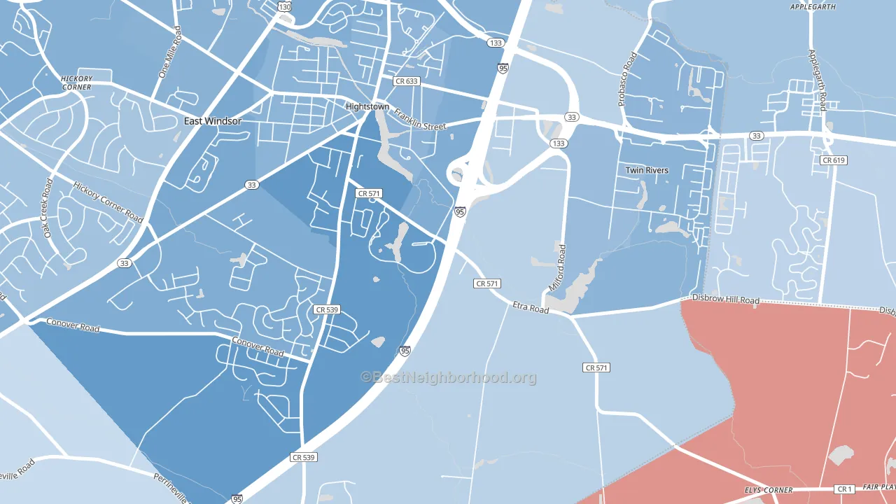 East Windsor, NJ block-group political-lean map