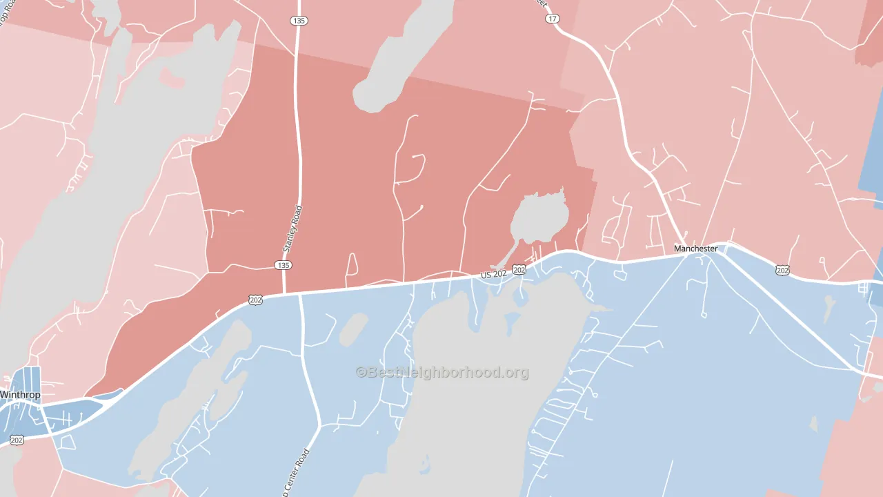 East Winthrop, ME block-group political-lean map