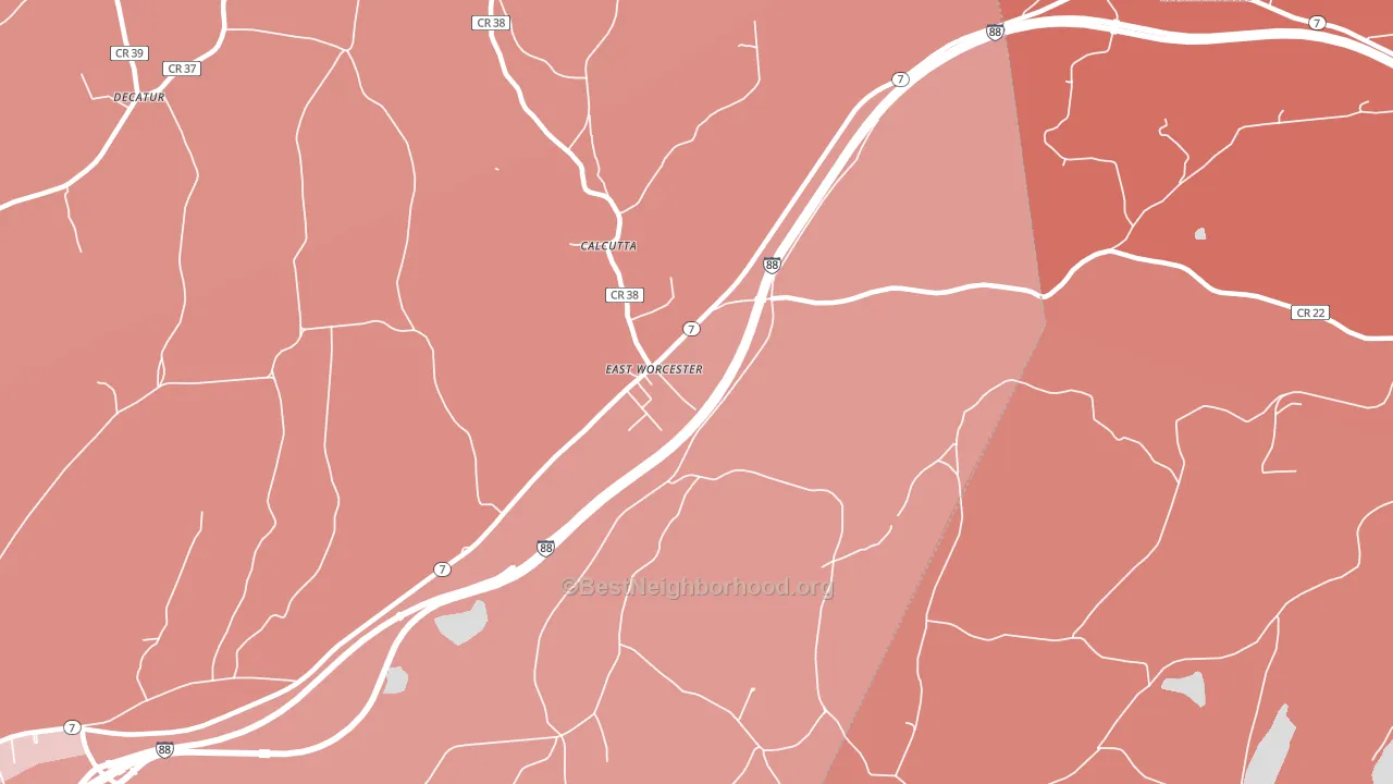 East Worcester, NY block-group political-lean map