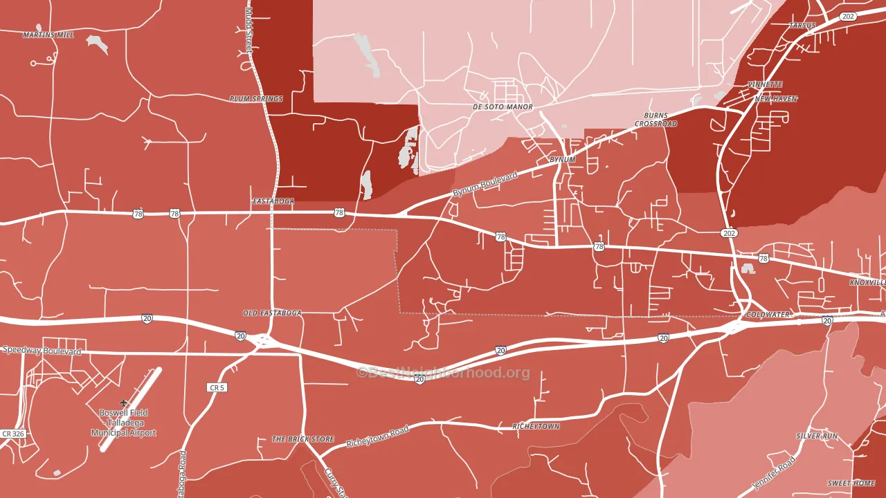 Eastaboga, AL block-group political-lean map