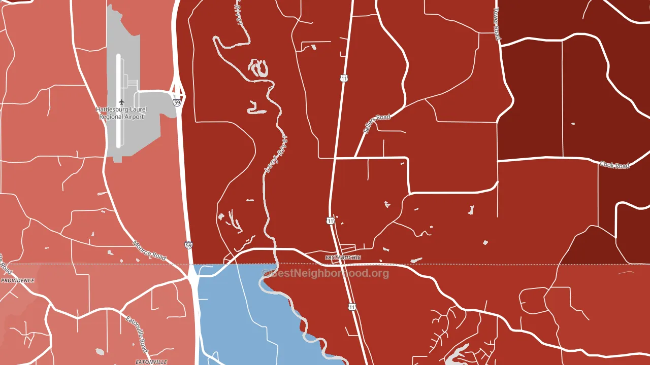 Eastabuchie, MS block-group political-lean map