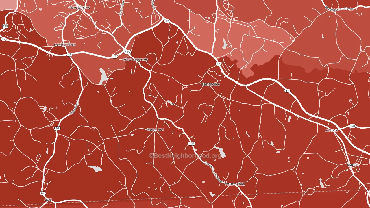 Eastanollee, GA block-group political-lean map