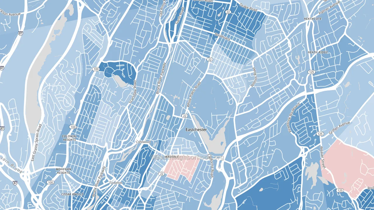 Eastchester, NY block-group political-lean map