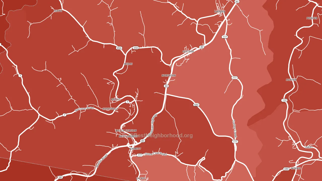 Eastern, KY block-group political-lean map
