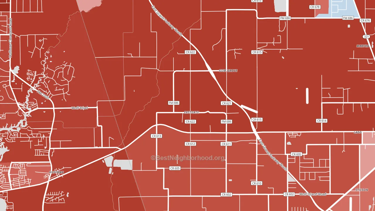 Eastgate, TX block-group political-lean map