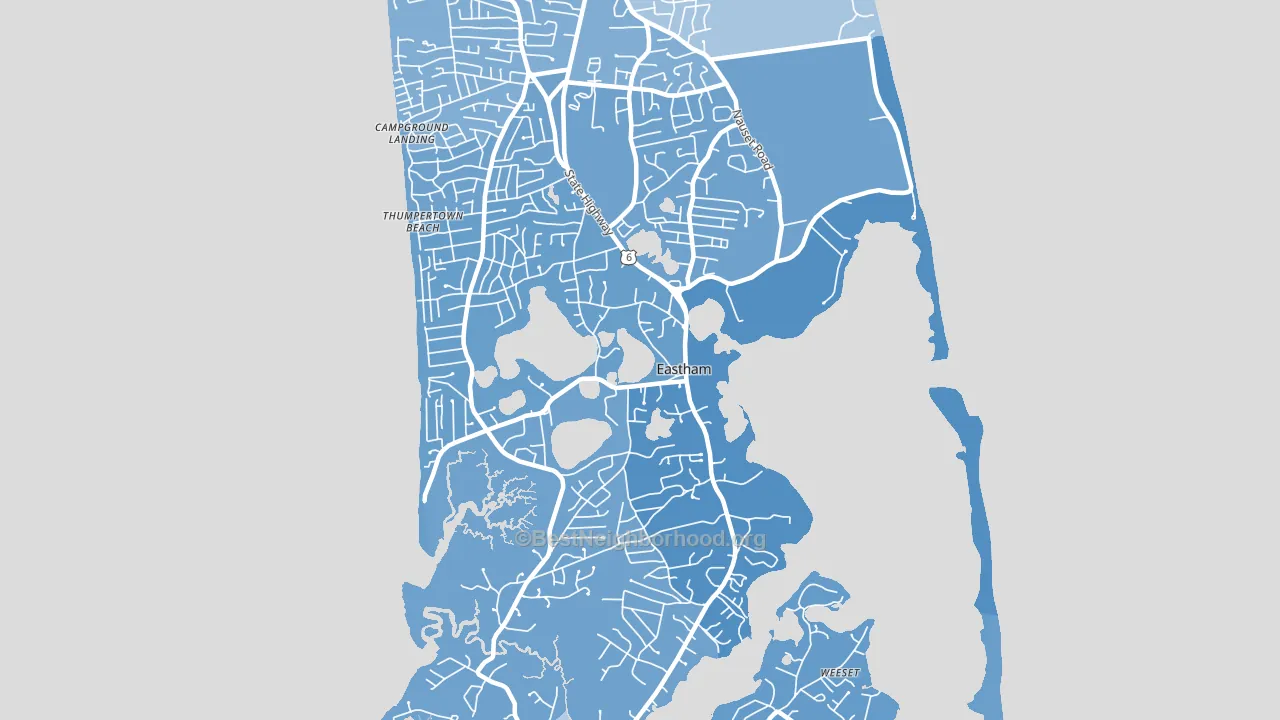 Eastham, MA block-group political-lean map