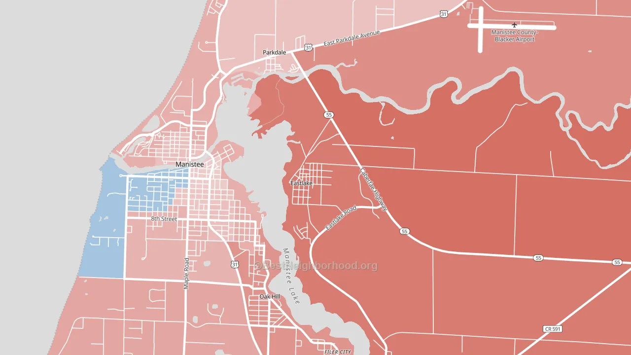 Eastlake, MI block-group political-lean map