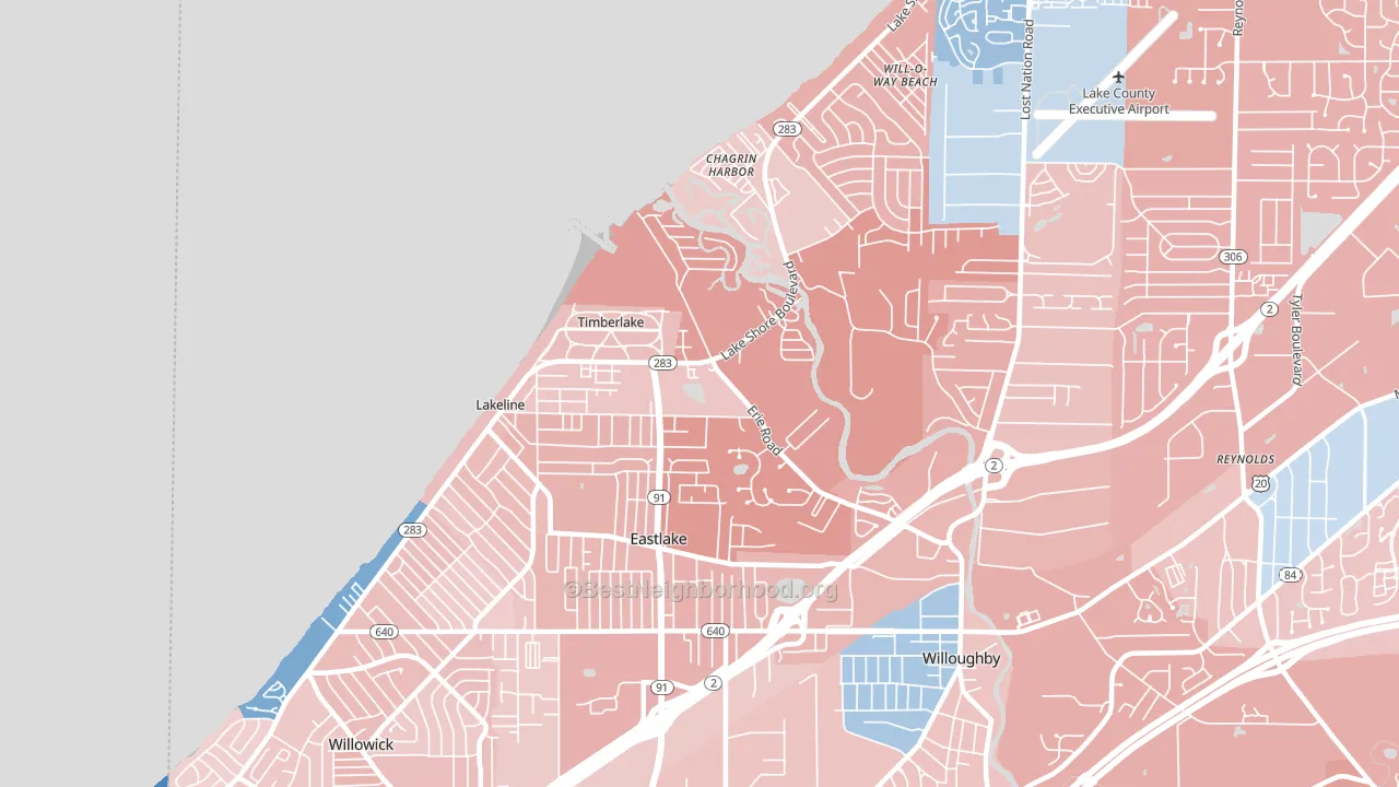 Eastlake, OH block-group political-lean map