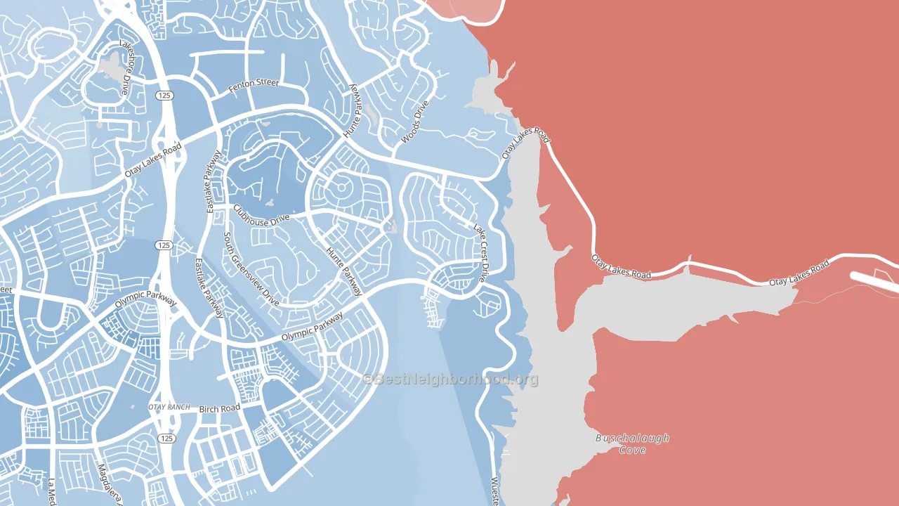 Eastlake Vistas, Chula Vista, CA block-group political-lean map