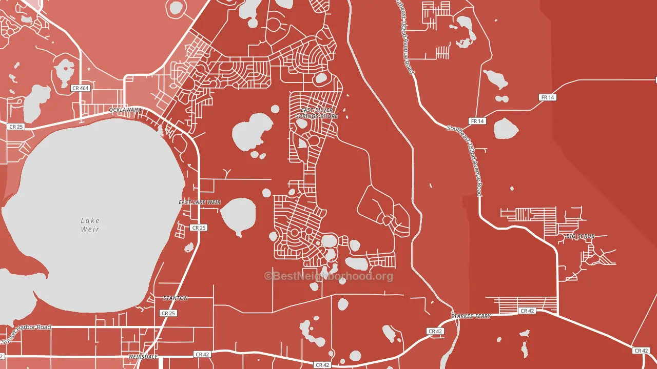 Eastlake Weir, FL block-group political-lean map