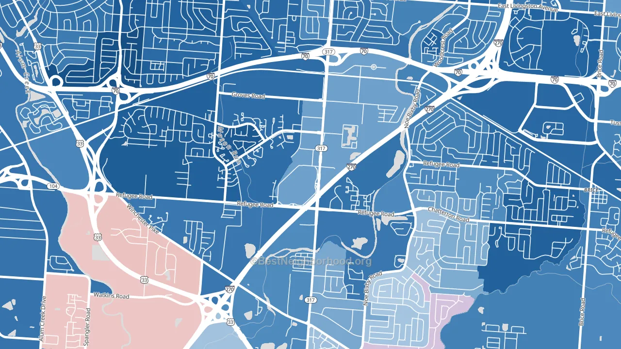Eastland, Columbus, OH block-group political-lean map