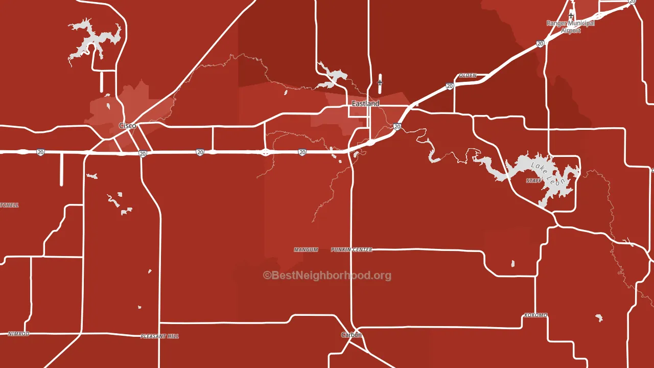 Eastland County, TX block-group political-lean map