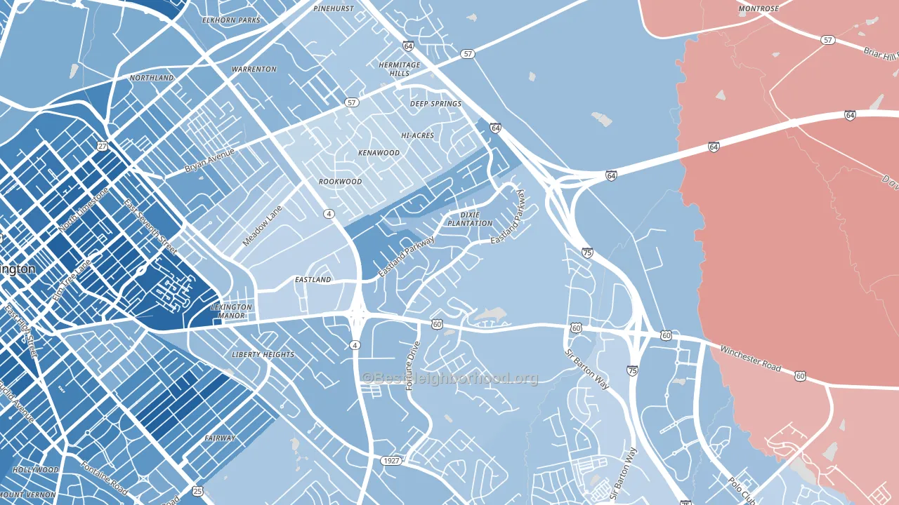 Eastland Park-Dixie Plantation, Lexington, KY block-group political-lean map