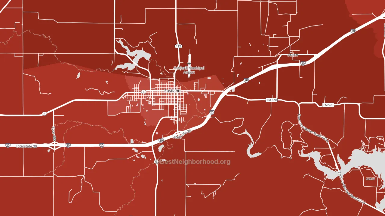 Eastland, TX block-group political-lean map