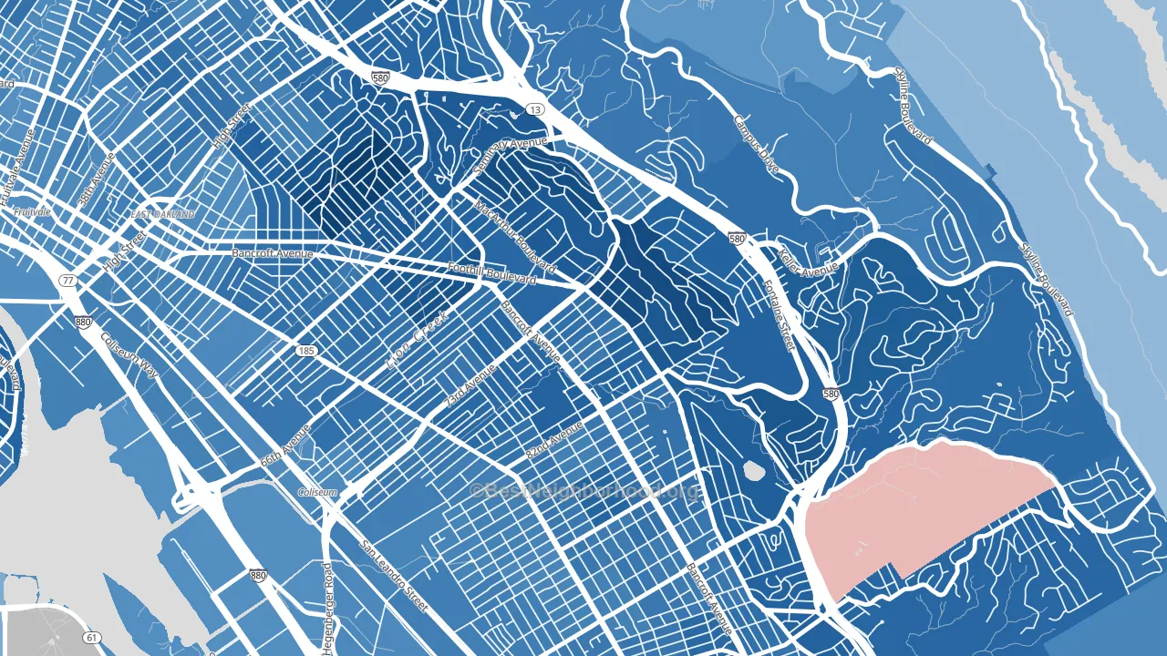 Eastmont, Oakland, CA block-group political-lean map