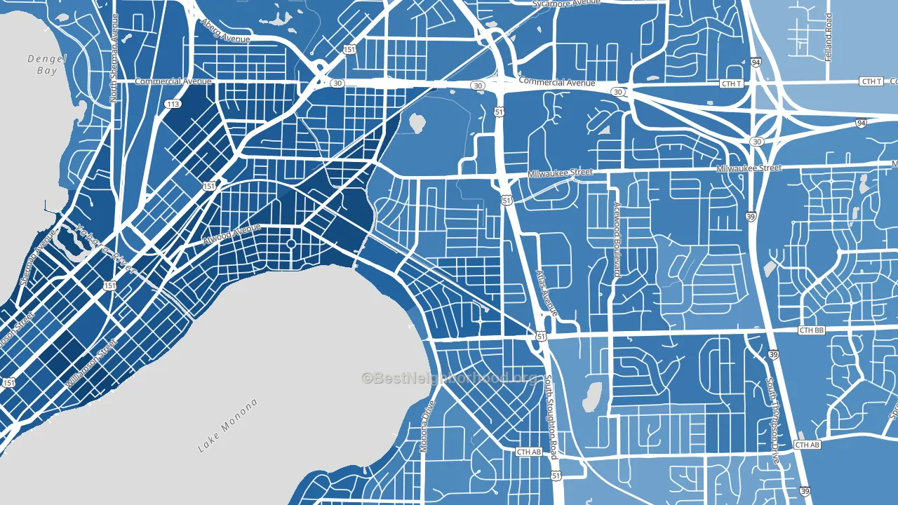 Eastmorland, Madison, WI block-group political-lean map