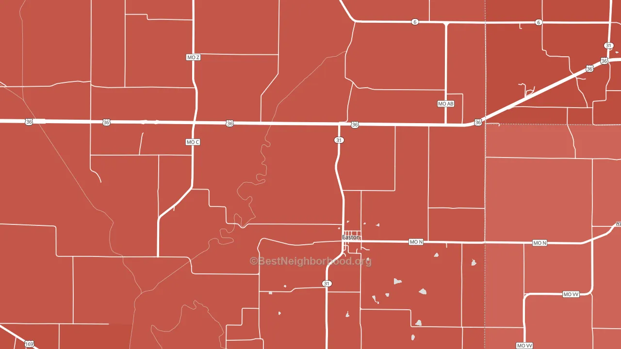 Easton, MO block-group political-lean map