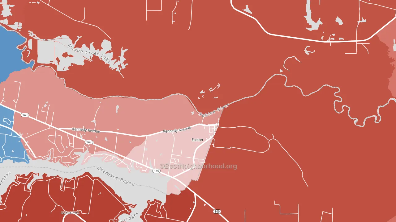 Easton, TX block-group political-lean map