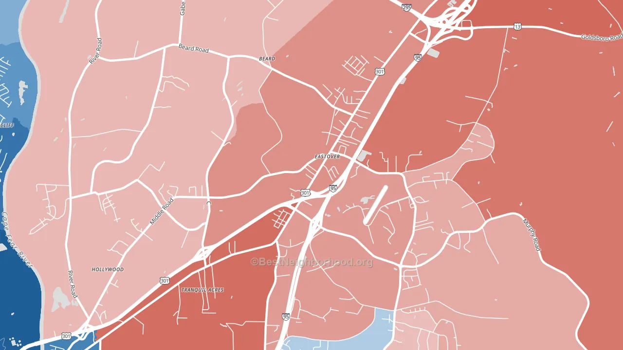 Eastover, NC block-group political-lean map