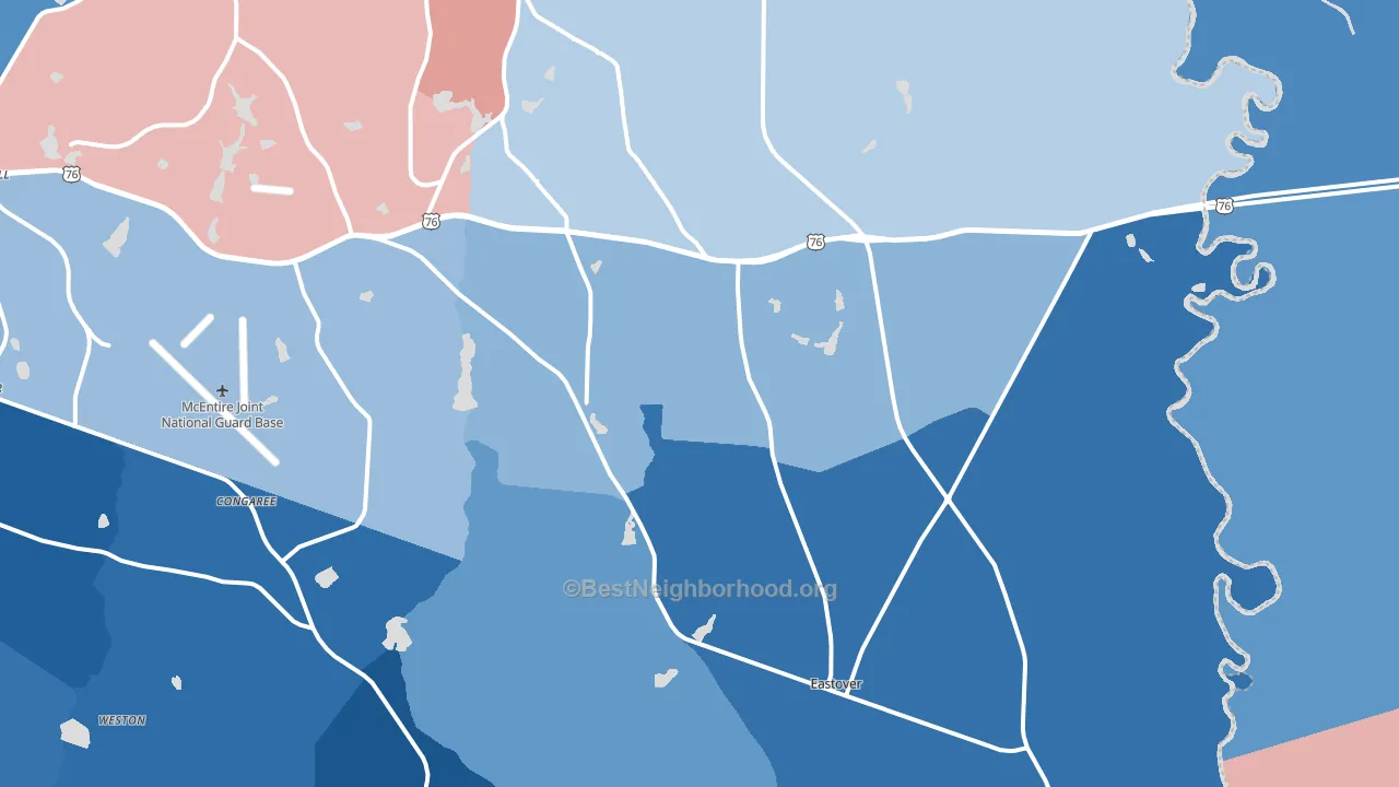 Eastover, SC block-group political-lean map