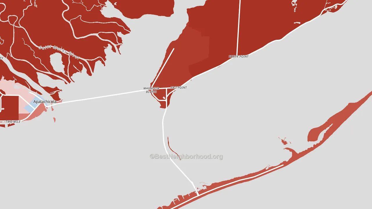 Eastpoint, FL block-group political-lean map