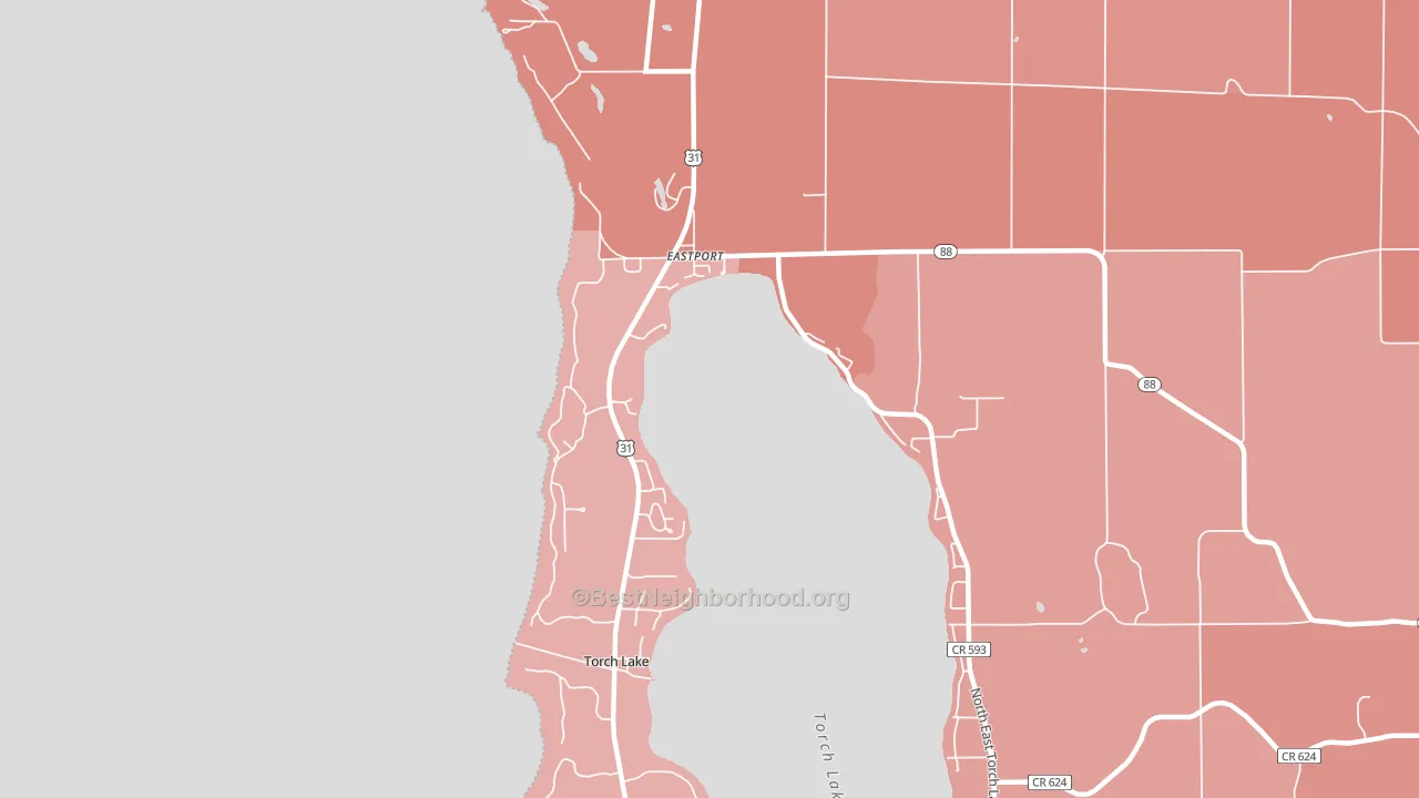 Eastport, MI block-group political-lean map