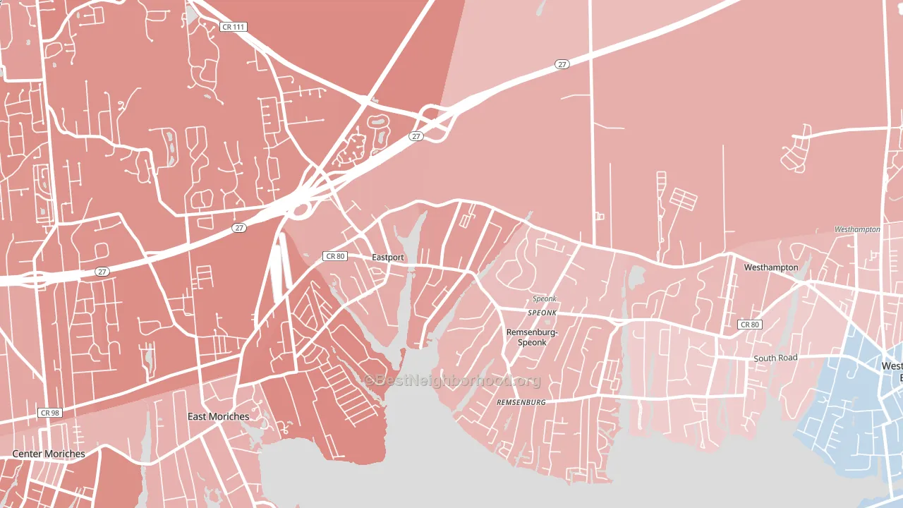 Eastport, NY block-group political-lean map
