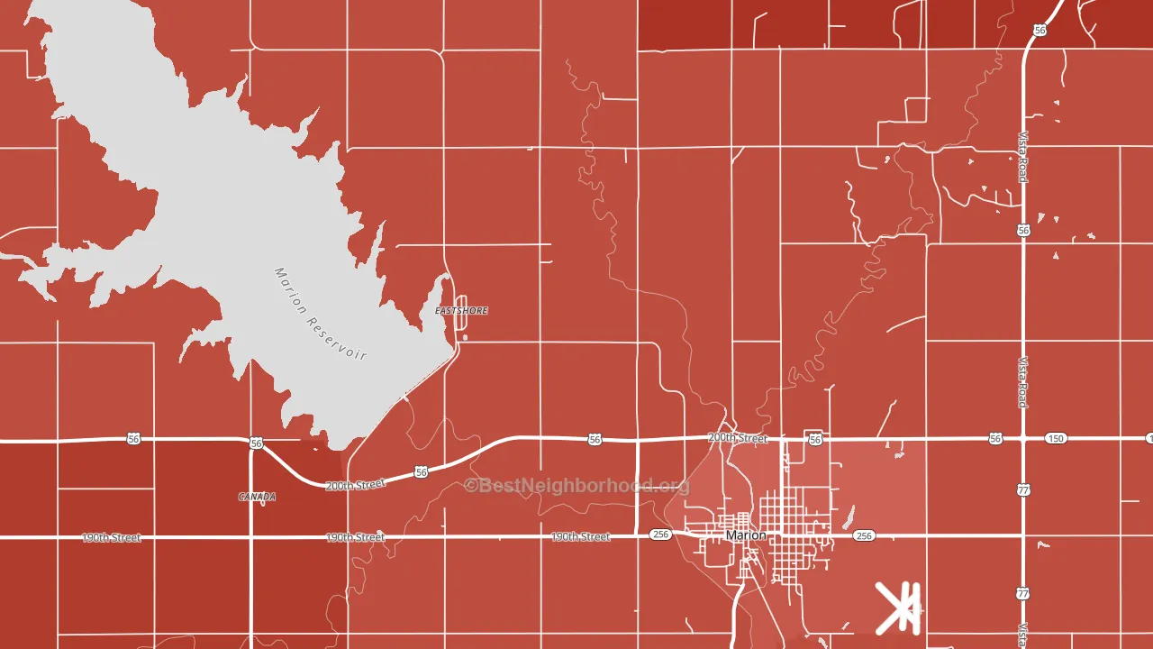 Eastshore, KS block-group political-lean map