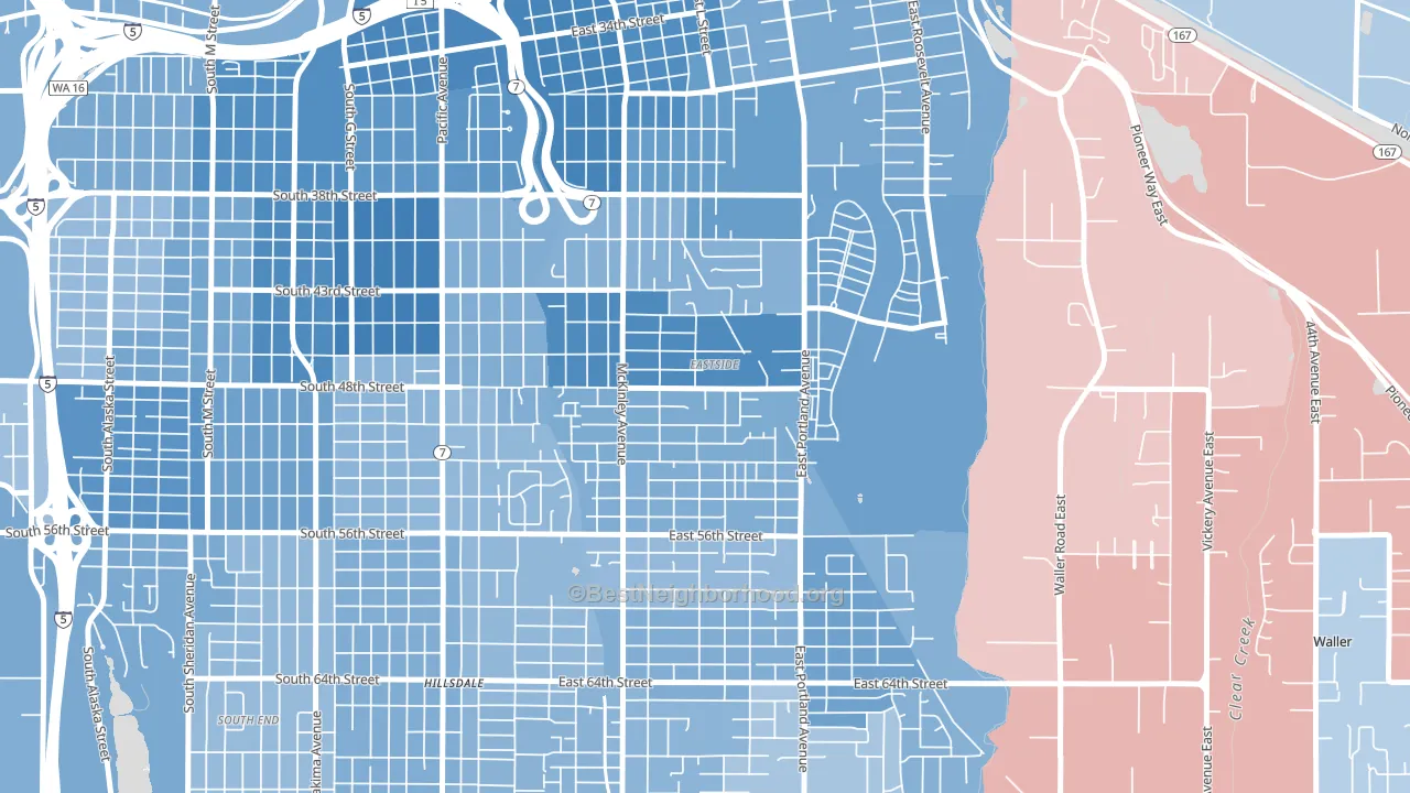 Eastside Enact, Tacoma, WA block-group political-lean map