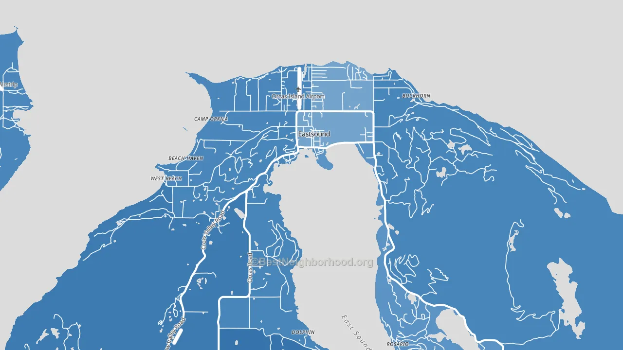 Eastsound, WA block-group political-lean map