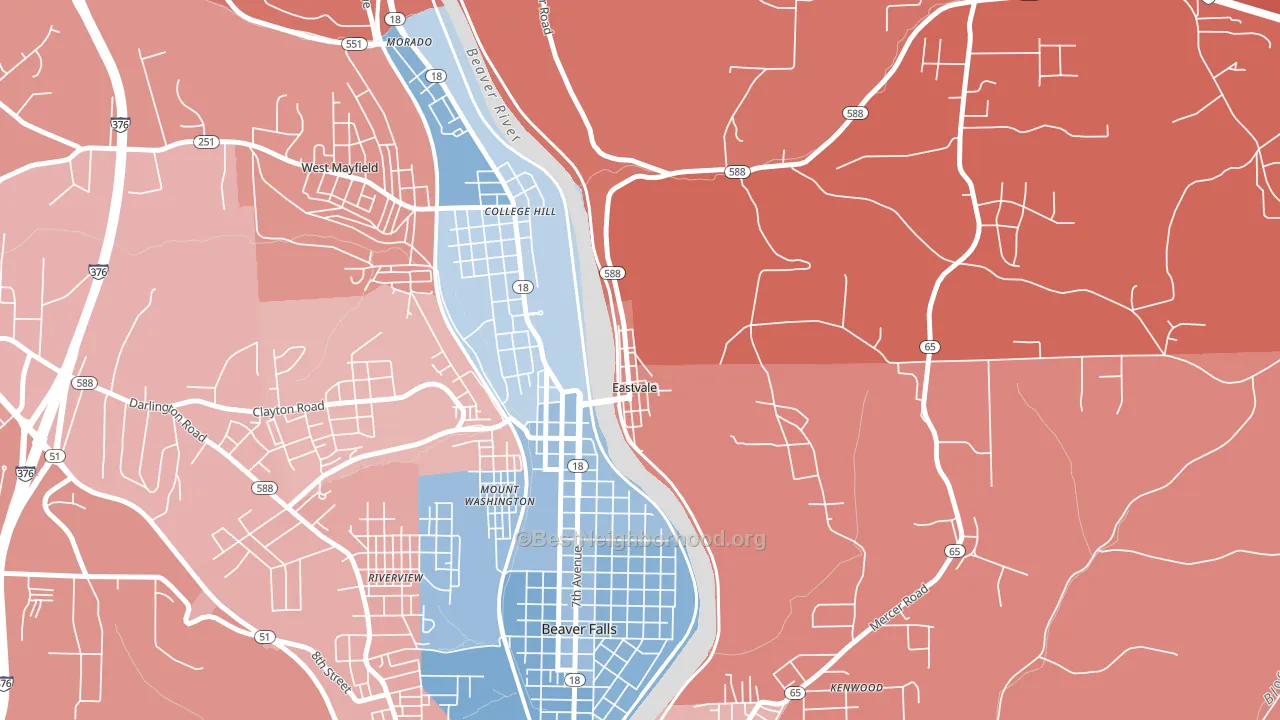 Eastvale, PA block-group political-lean map