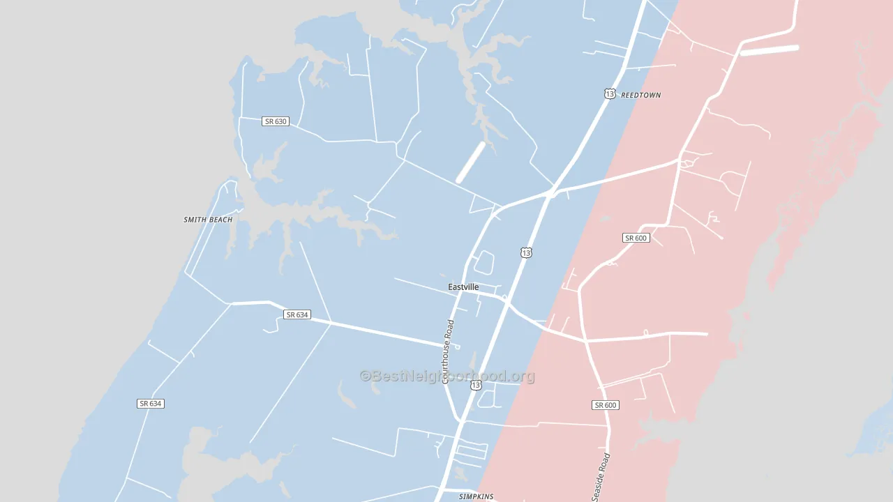 Eastville, VA block-group political-lean map