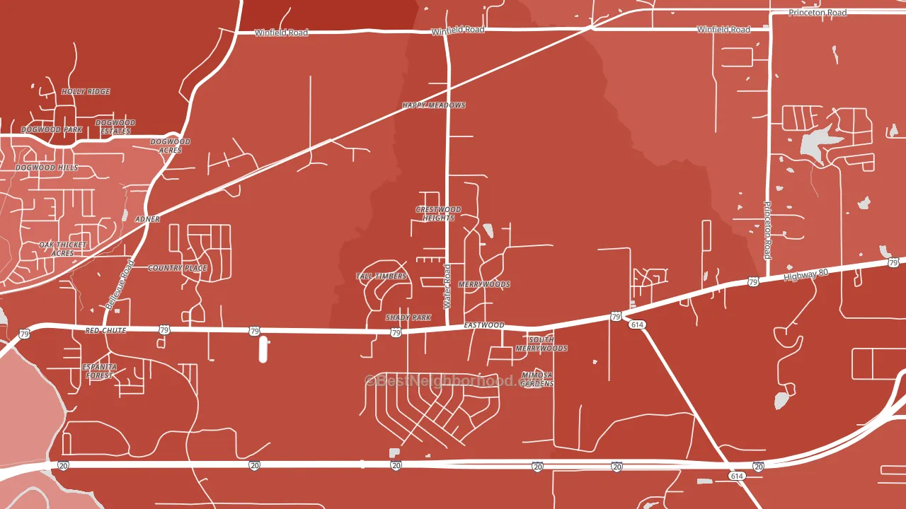 Eastwood, LA block-group political-lean map