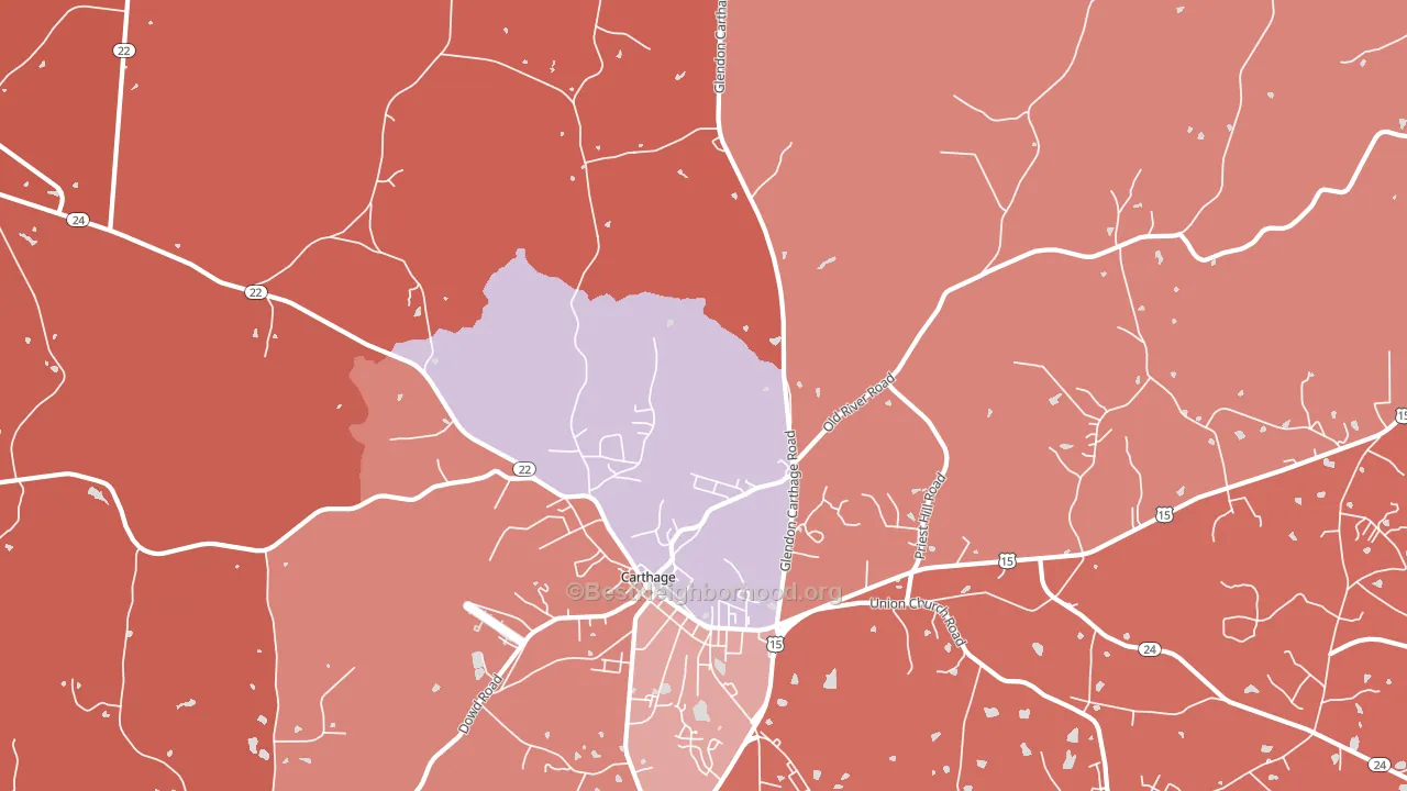 Eastwood, NC block-group political-lean map
