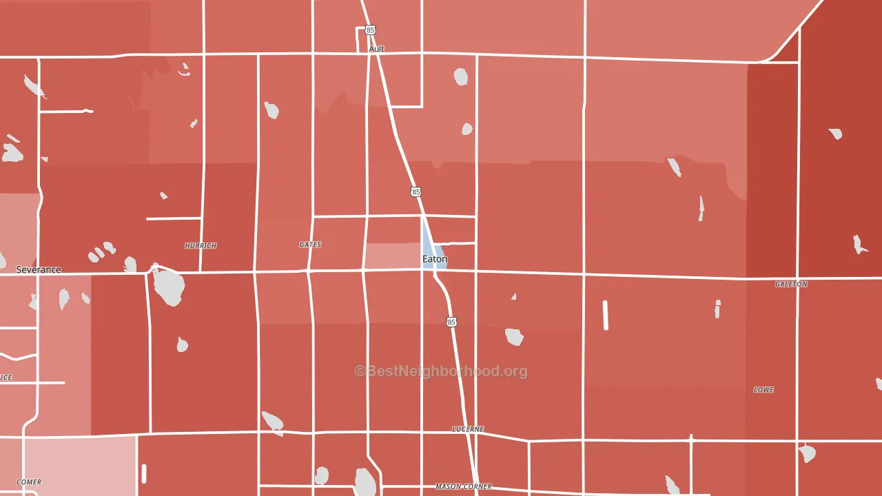 Eaton, CO block-group political-lean map