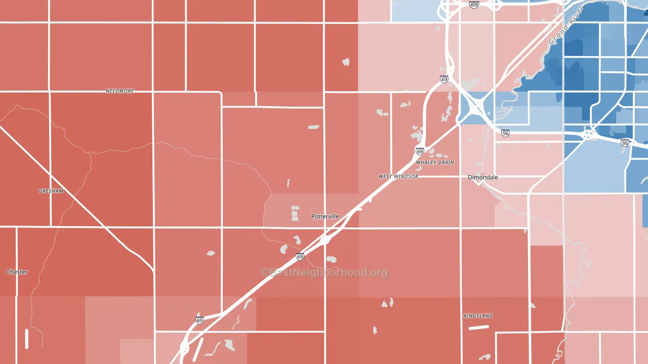 Eaton County, MI block-group political-lean map