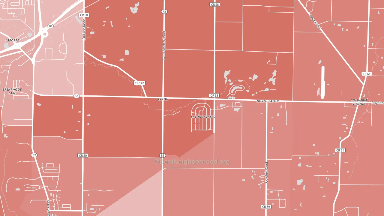 Eaton Estates, OH block-group political-lean map