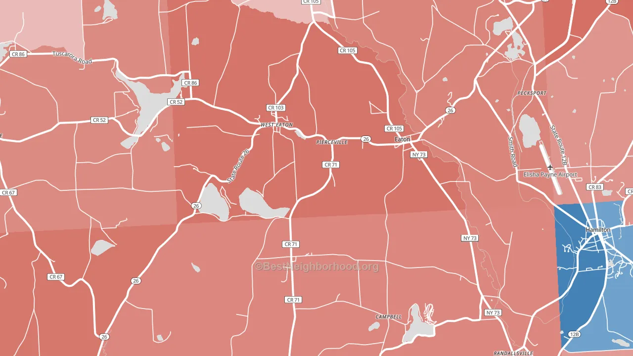 Eaton, NY block-group political-lean map