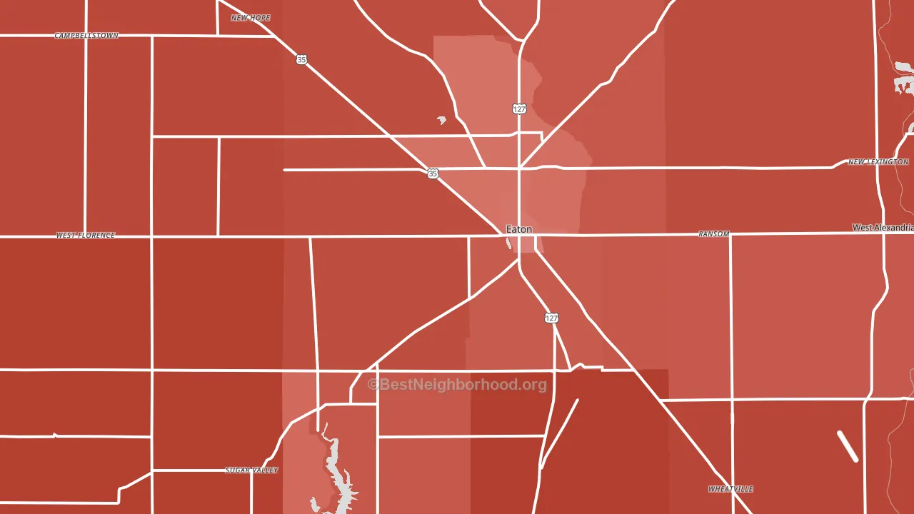 Eaton, OH block-group political-lean map