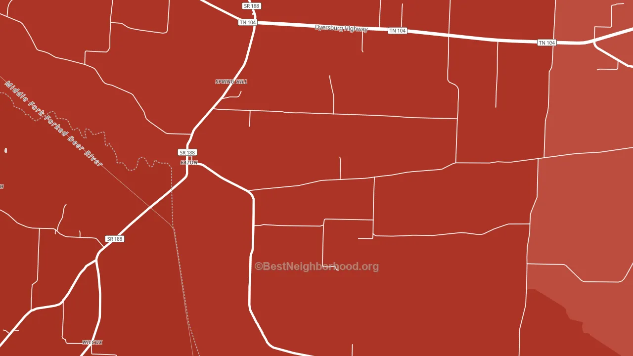 Eaton, TN block-group political-lean map