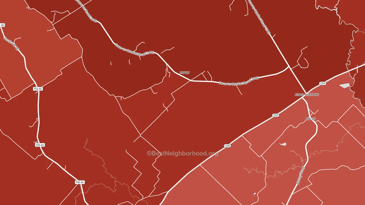 Eaton, TX block-group political-lean map