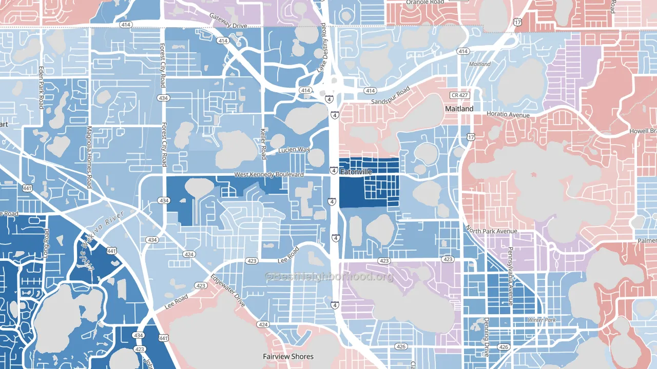 Eatonville, FL block-group political-lean map