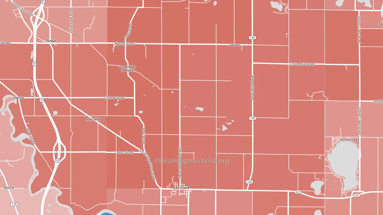 Eau Claire, MI block-group political-lean map