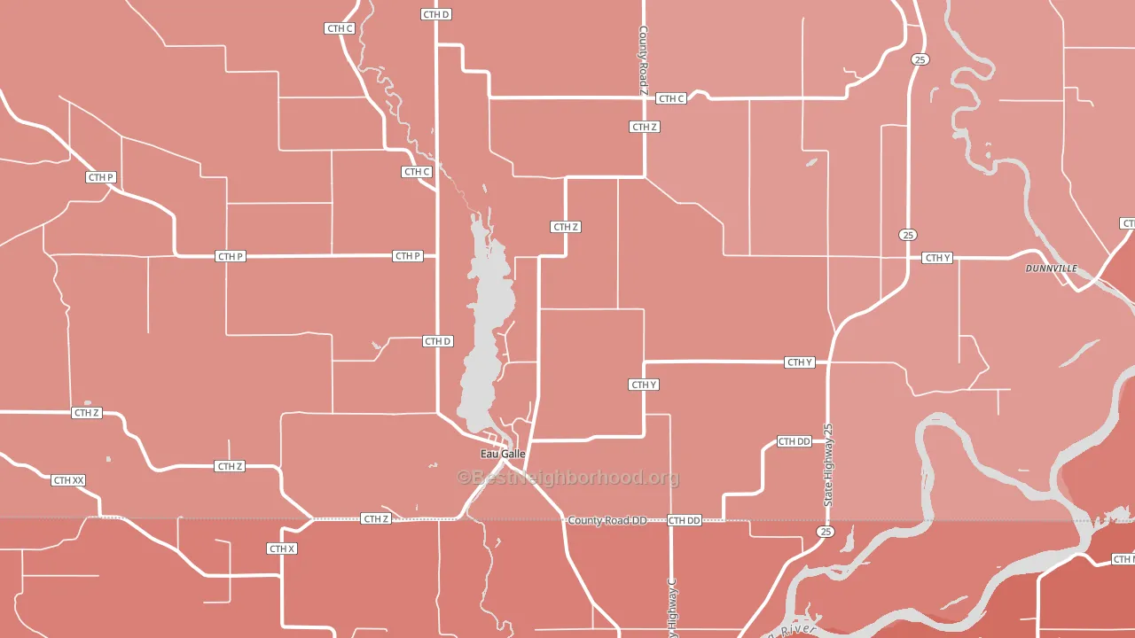 Eau Galle, WI block-group political-lean map