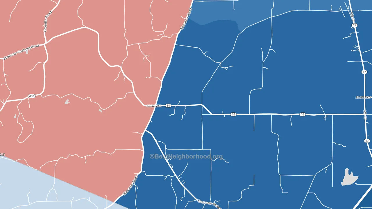 Ebenezer, MS block-group political-lean map