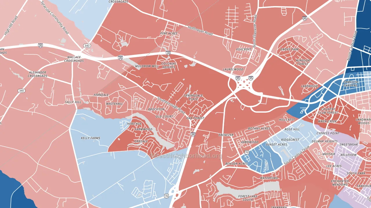 Ebenezer, SC block-group political-lean map