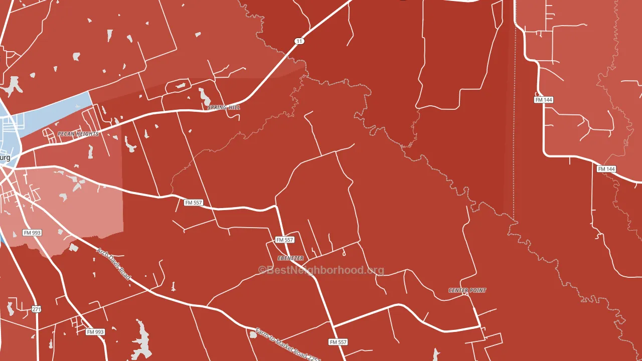 Ebenezer, TX block-group political-lean map