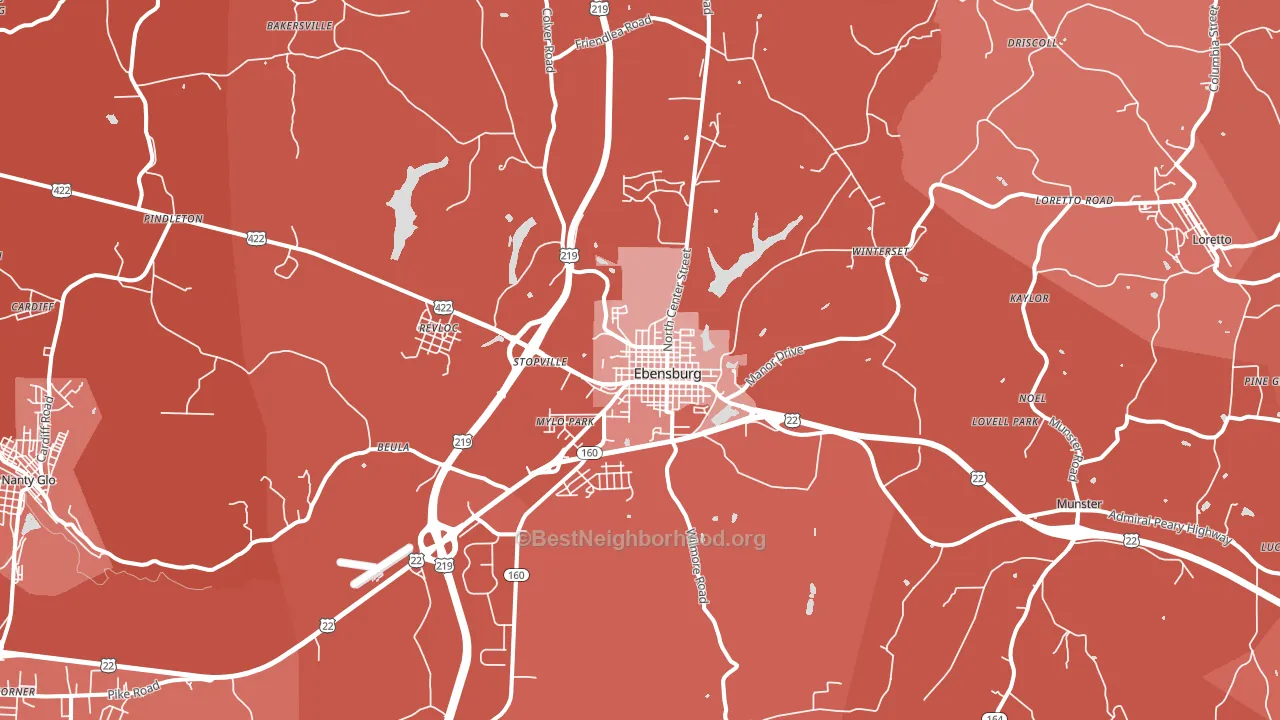 Ebensburg, PA block-group political-lean map