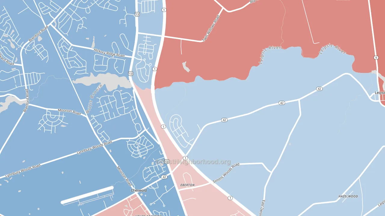 Eberton, DE block-group political-lean map