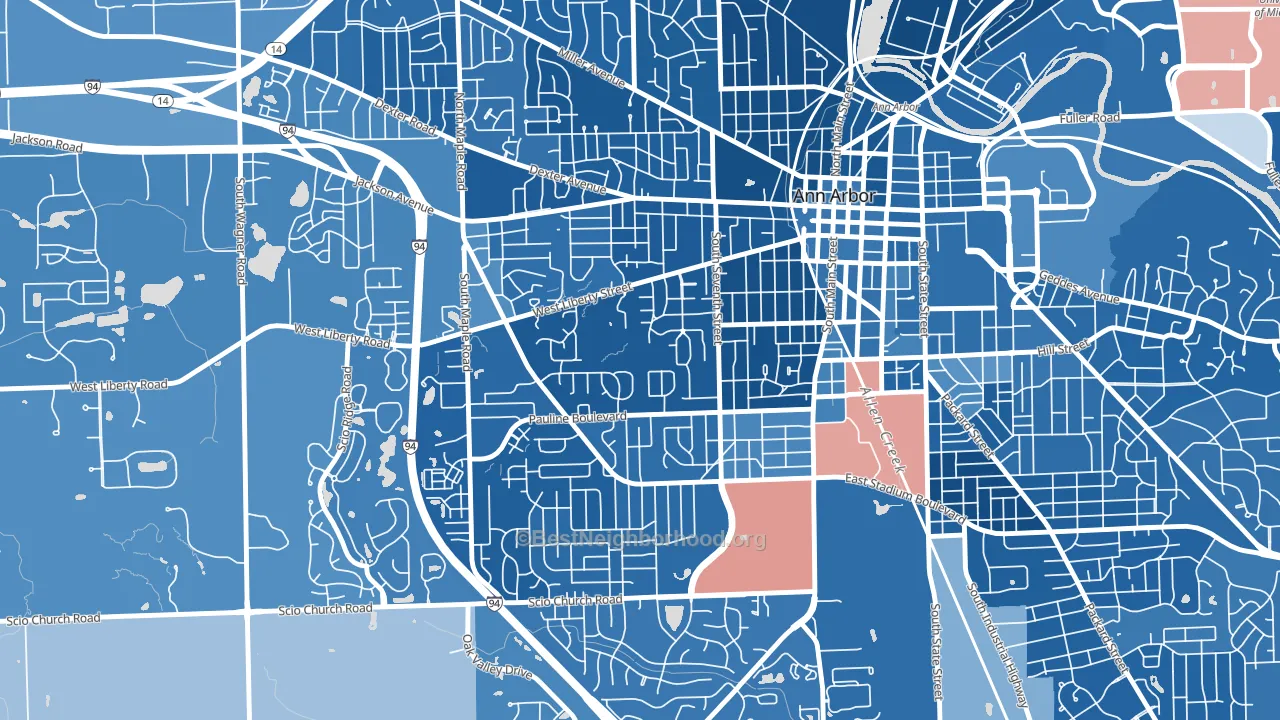 Eberwhite, Ann Arbor, MI block-group political-lean map